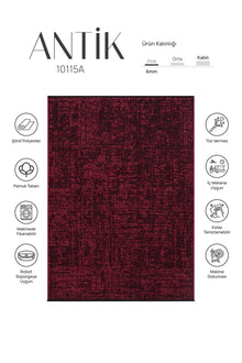Antik Bordo Halı Yıkanabilir Kaymaz Taban Şönil Kilim Dokuma Pamuk Taban Kilim 10115A
