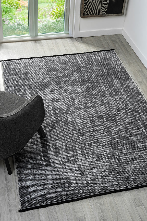 Antik Gri Halı Yıkanabilir Kaymaz Taban Şönil Kilim Dokuma Pamuk Taban Kilim 10119A