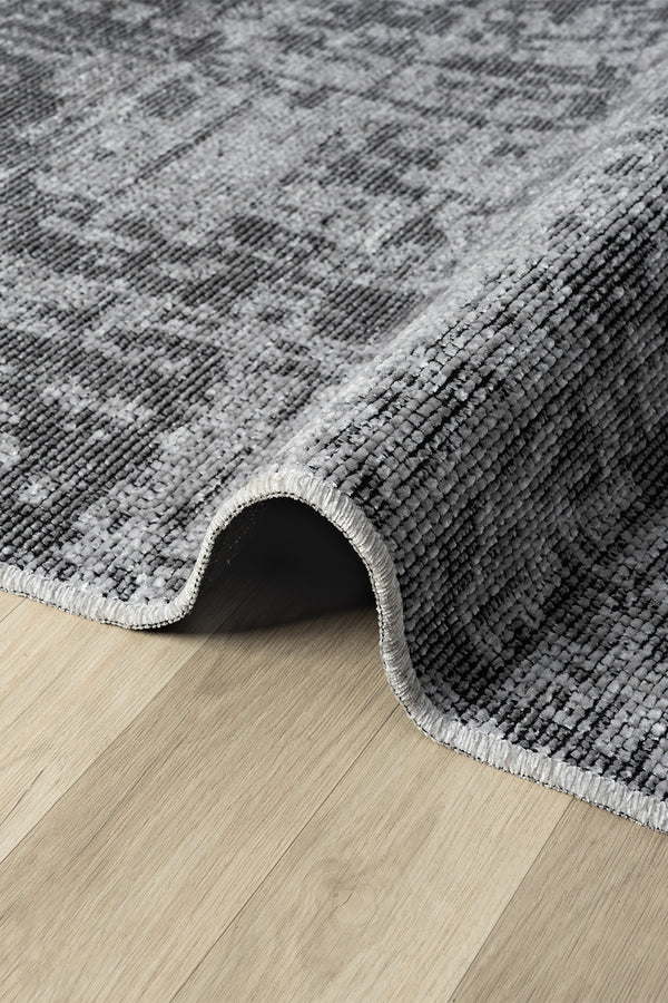 Antik Gri Halı Yıkanabilir Kaymaz Taban Şönil Kilim Dokuma Pamuk Taban Kilim 10119A
