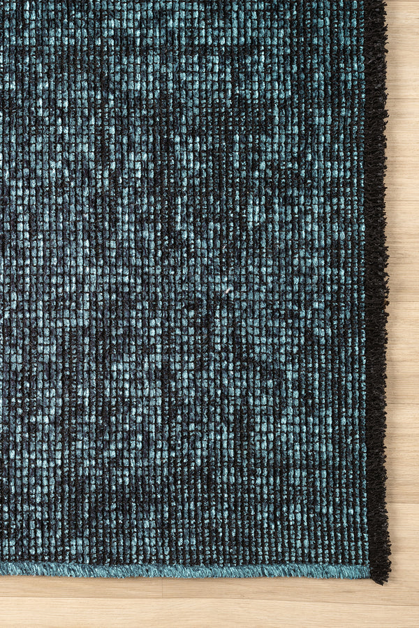 Antik Turkuaz Halı Yıkanabilir Kaymaz Taban Şönil Kilim Dokuma Pamuk Taban Kilim 10364A