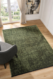 Antik Yeşil Halı Yıkanabilir Kaymaz Taban Şönil Kilim Dokuma Pamuk Taban Kilim 10287A