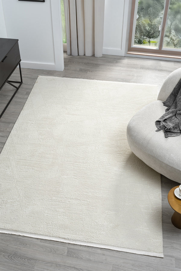 Dream Beyaz Halı Modern Dokuma Halı Salon Oturma Odası Yatak Odası Halısı 13834A