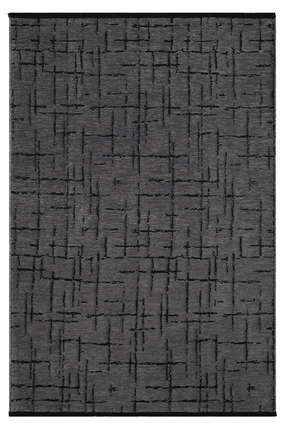 Gaia Antrasit Halı Yıkanabilir Kaymaz Taban Şönil Kilim Dokuma Pamuk Taban Kilim 10123