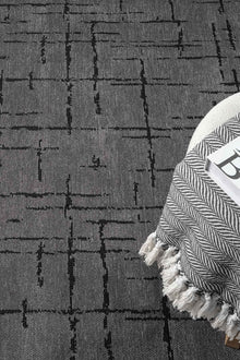 Gaia Antrasit Halı Yıkanabilir Kaymaz Taban Şönil Kilim Dokuma Pamuk Taban Kilim 10123