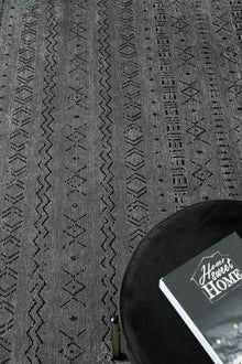 Gaia Antrasit Halı Yıkanabilir Kaymaz Taban Şönil Kilim Dokuma Pamuk Taban Kilim 10343