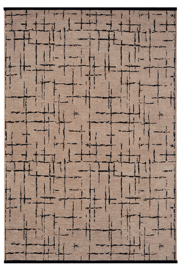 Gaia Bej Halı Yıkanabilir Kaymaz Taban Şönil Kilim Dokuma Pamuk Taban Kilim 10119