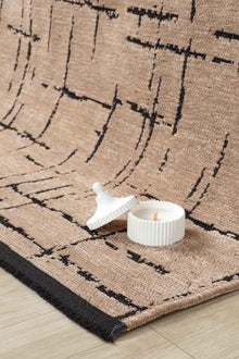 Gaia Bej Halı Yıkanabilir Kaymaz Taban Şönil Kilim Dokuma Pamuk Taban Kilim 10119