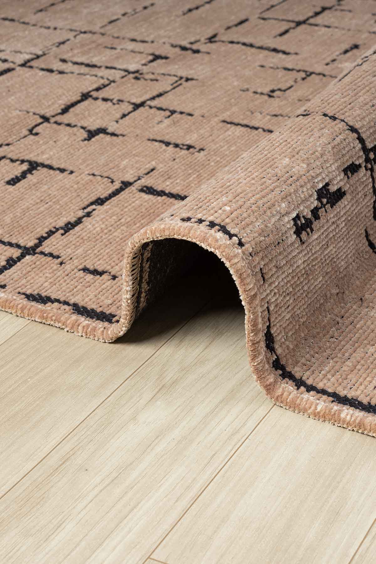Gaia Bej Halı Yıkanabilir Kaymaz Taban Şönil Kilim Dokuma Pamuk Taban Kilim 10119