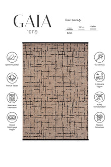Gaia Bej Halı Yıkanabilir Kaymaz Taban Şönil Kilim Dokuma Pamuk Taban Kilim 10119