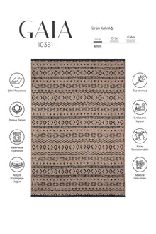Gaia Bej Halı Yıkanabilir Kaymaz Taban Şönil Kilim Dokuma Pamuk Taban Kilim 10351