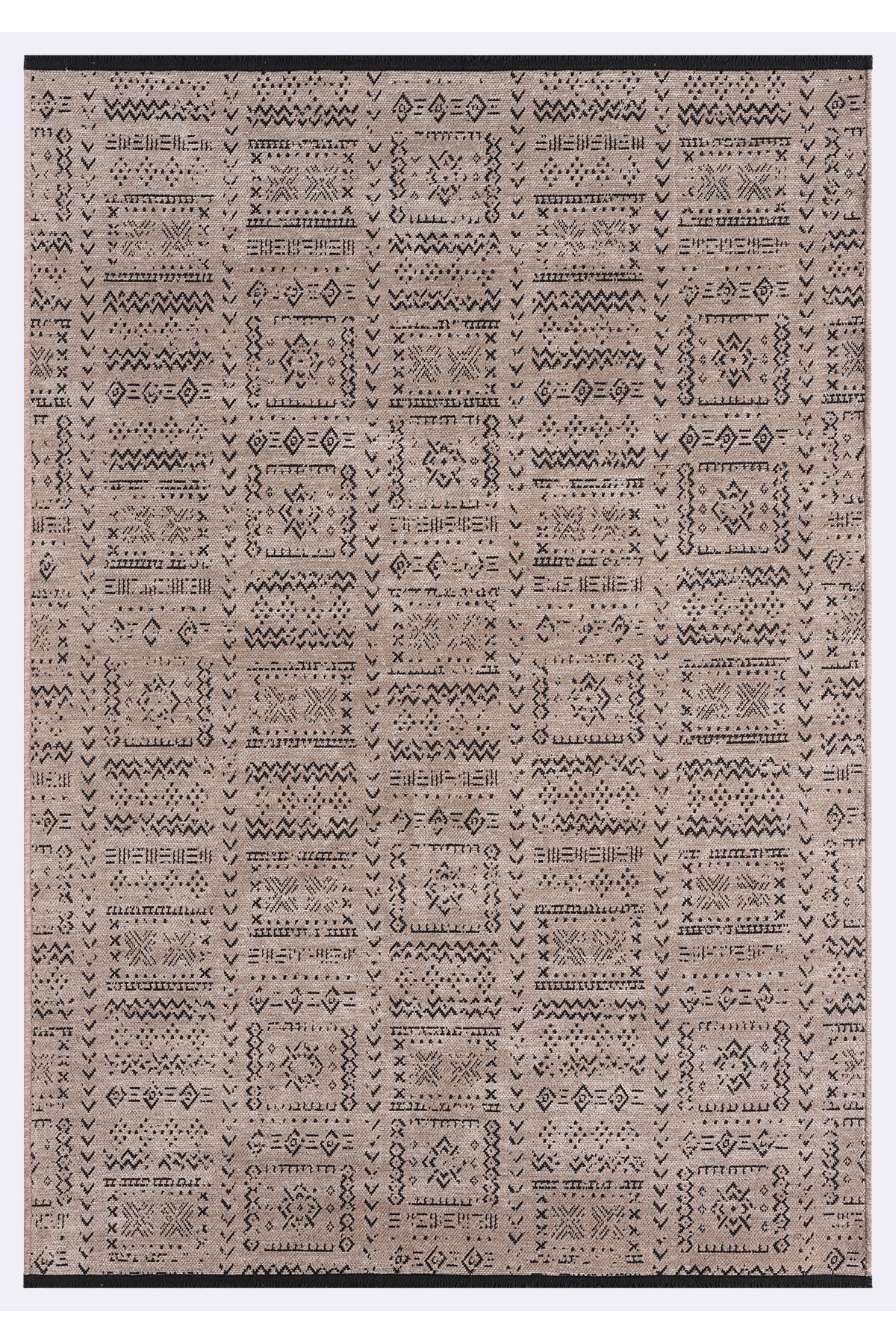 Gaia Bej Halı Yıkanabilir Kaymaz Taban Şönil Kilim Dokuma Pamuk Taban Kilim 10352