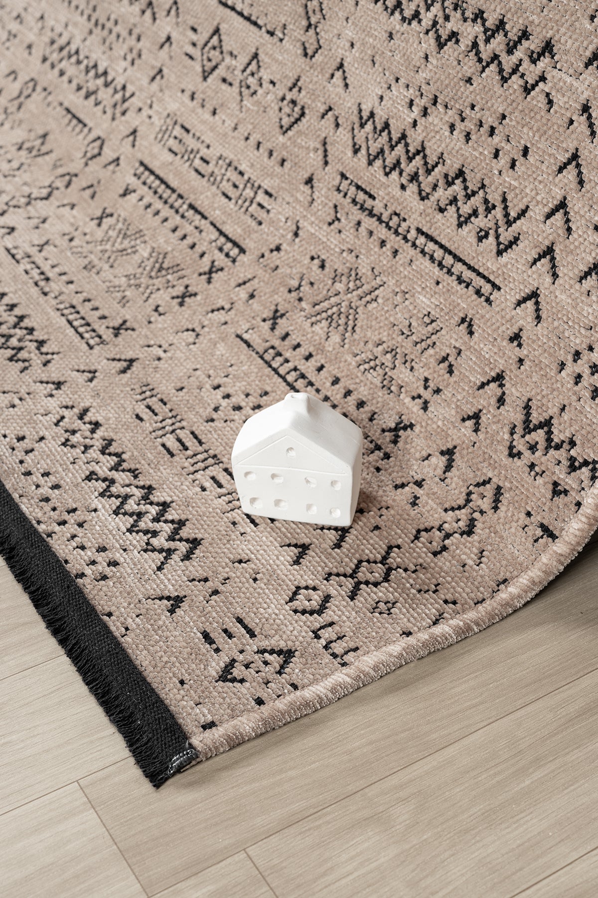 Gaia Bej Halı Yıkanabilir Kaymaz Taban Şönil Kilim Dokuma Pamuk Taban Kilim 10352