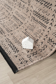 Gaia Bej Halı Yıkanabilir Kaymaz Taban Şönil Kilim Dokuma Pamuk Taban Kilim 10352