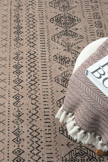 Gaia Bej Halı Yıkanabilir Kaymaz Taban Şönil Kilim Dokuma Pamuk Taban Kilim 10354