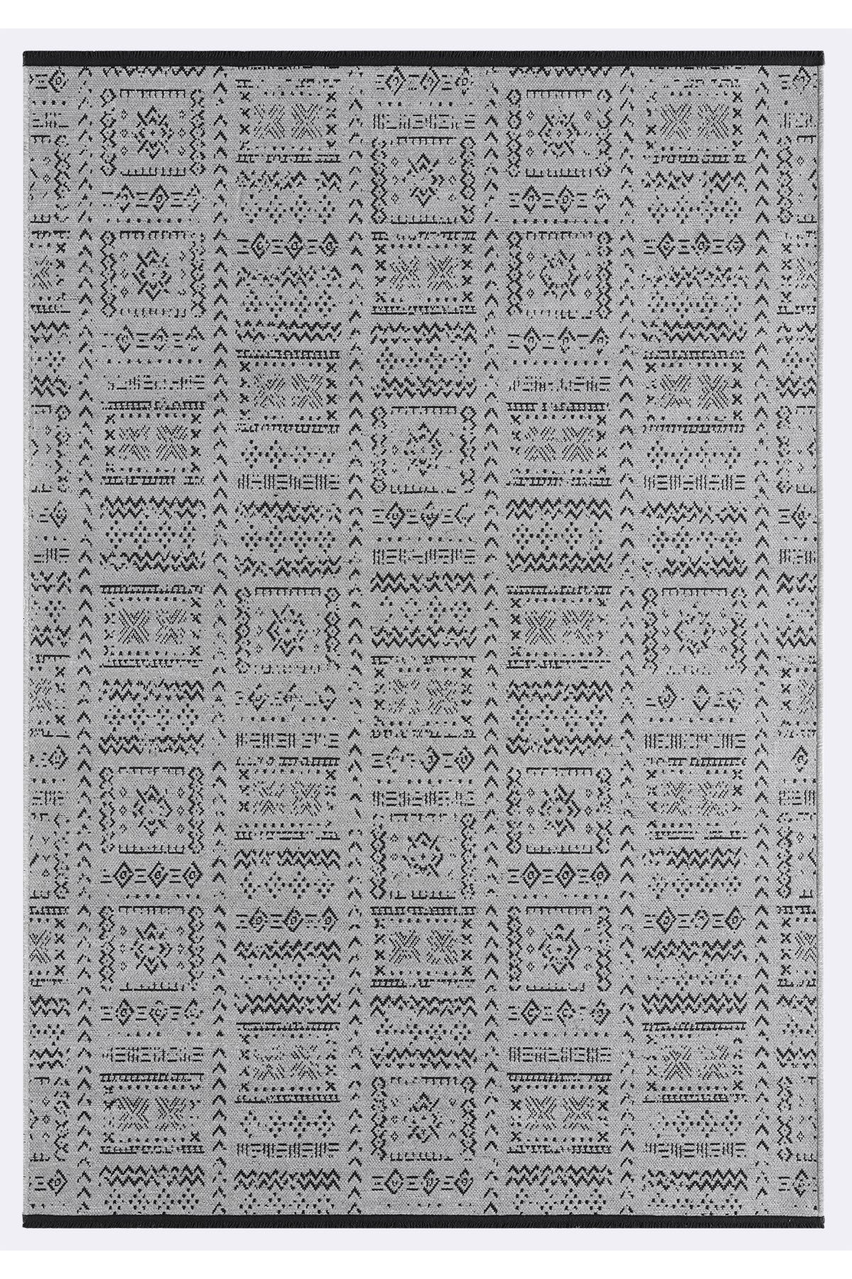 Gaia Gri Halı Yıkanabilir Kaymaz Taban Şönil Kilim Dokuma Pamuk Taban Kilim 10336