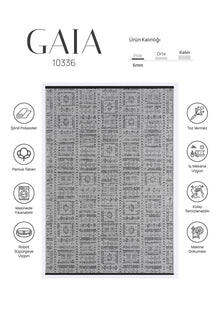 Gaia Gri Halı Yıkanabilir Kaymaz Taban Şönil Kilim Dokuma Pamuk Taban Kilim 10336