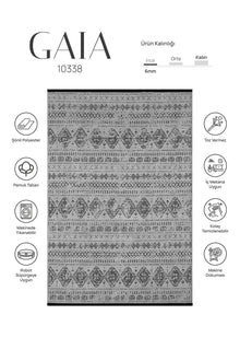 Gaia Gri Halı Yıkanabilir Kaymaz Taban Şönil Kilim Dokuma Pamuk Taban Kilim 10338