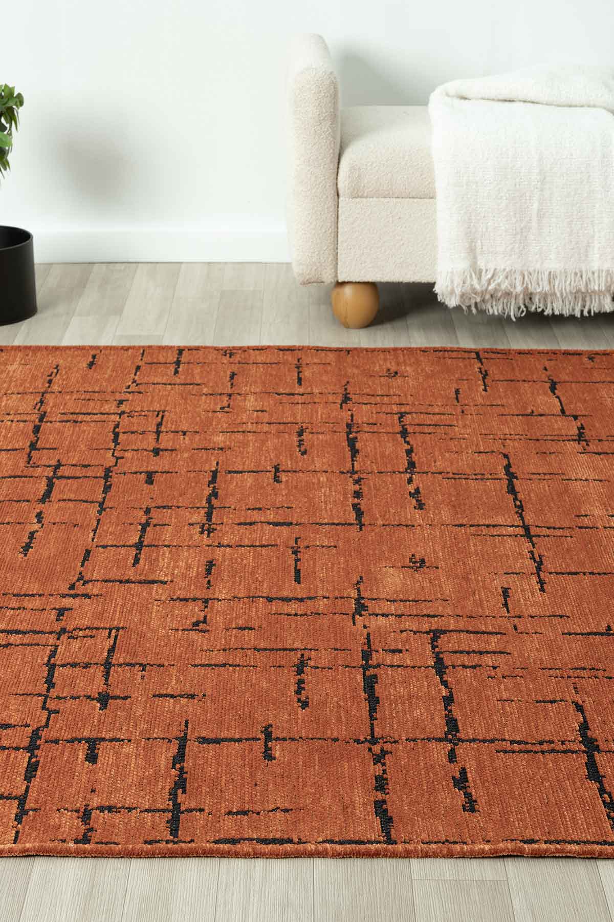 Gaia Kiremit Halı Yıkanabilir Kaymaz Taban Şönil Kilim Dokuma Pamuk Taban Kilim 10118