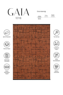 Gaia Kiremit Halı Yıkanabilir Kaymaz Taban Şönil Kilim Dokuma Pamuk Taban Kilim 10118