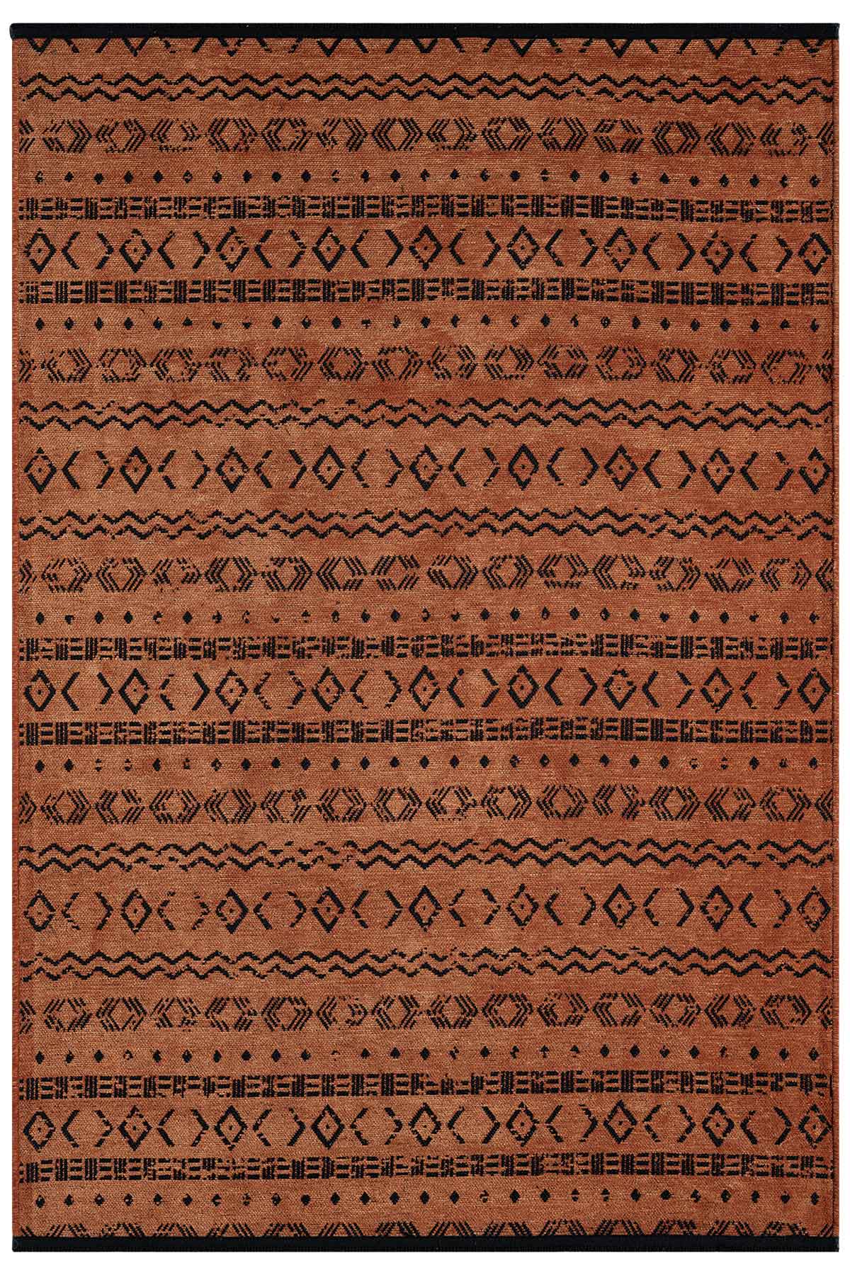 Gaia Kiremit Halı Yıkanabilir Kaymaz Taban Şönil Kilim Dokuma Pamuk Taban Kilim 10319