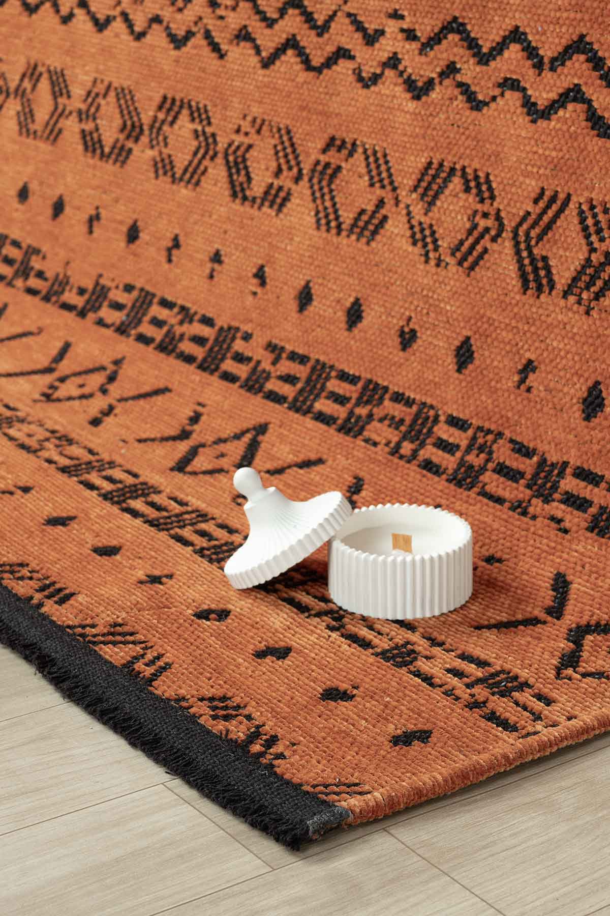 Gaia Kiremit Halı Yıkanabilir Kaymaz Taban Şönil Kilim Dokuma Pamuk Taban Kilim 10319