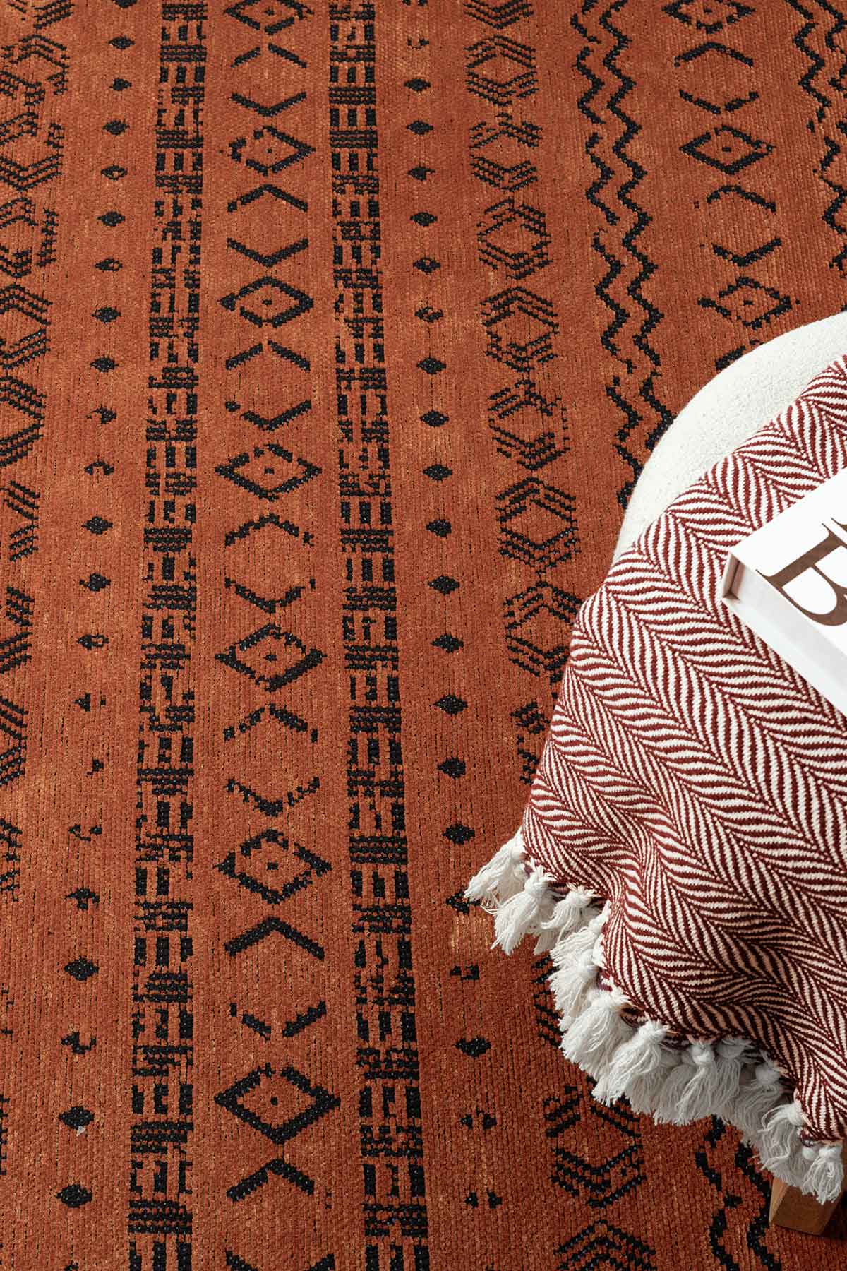 Gaia Kiremit Halı Yıkanabilir Kaymaz Taban Şönil Kilim Dokuma Pamuk Taban Kilim 10319