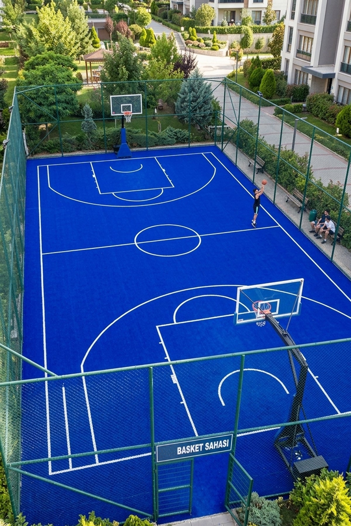 Grass Dekoratif Suni Çim Halı Balkon Bahçe Teras İç Dış Mekan Mavi Yapay Çim Halı 7 mm