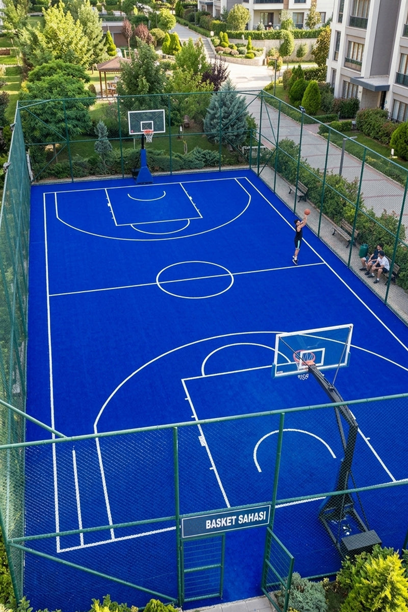 Grass Dekoratif Suni Çim Halı Balkon Bahçe Teras İç Dış Mekan Mavi Yapay Çim Halı 7 mm