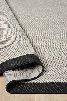 Sisal Prime Bej Siyah İskandinav Yıkanabilir Bordürlü Halı Kilim Balkon Teras Koridor Halısı 1147
