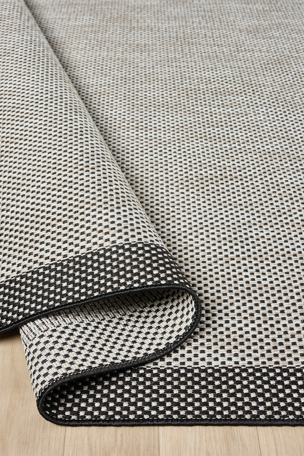 Sisal Prime Bej Siyah İskandinav Yıkanabilir Bordürlü Halı Kilim Balkon Teras Koridor Halısı 1148