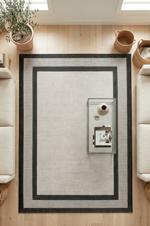 Sisal Prime Bej Siyah İskandinav Yıkanabilir Bordürlü Halı Kilim Balkon Teras Koridor Halısı 1149