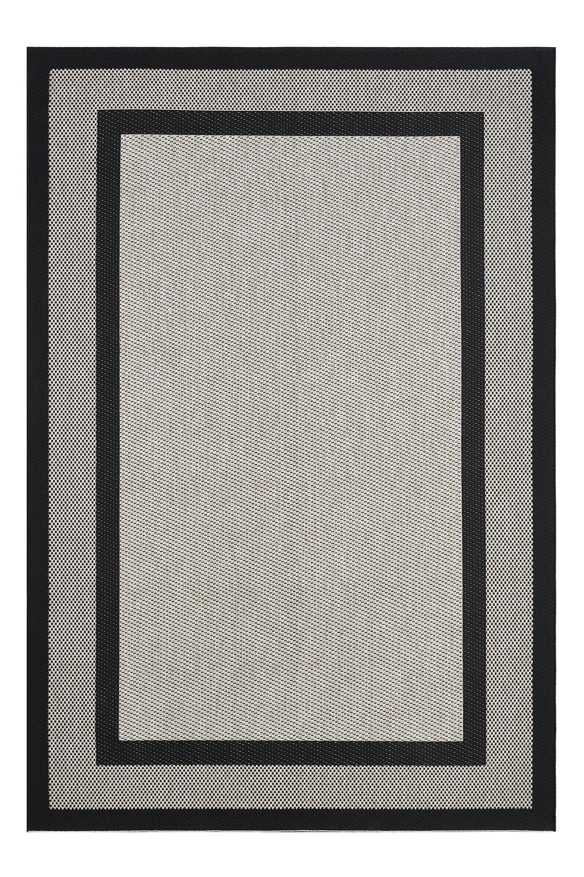 Sisal Prime Bej Siyah İskandinav Yıkanabilir Bordürlü Halı Kilim Balkon Teras Koridor Halısı 1149