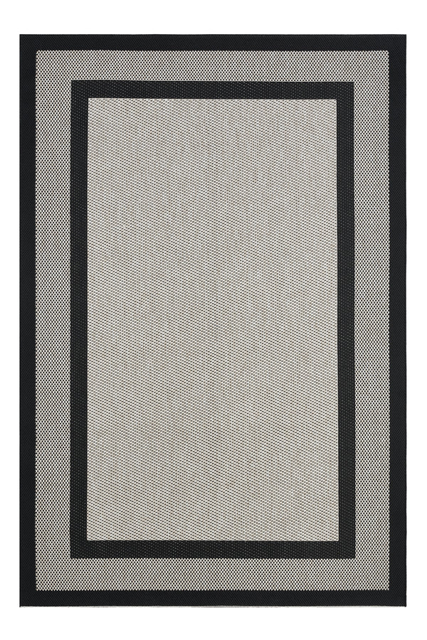 Sisal Prime Bej Siyah İskandinav Yıkanabilir Bordürlü Halı Kilim Balkon Teras Koridor Halısı 1149