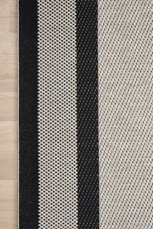 Sisal Prime Bej Siyah İskandinav Yıkanabilir Bordürlü Halı Kilim Balkon Teras Koridor Halısı 1149