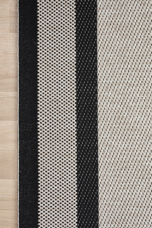 Sisal Prime Bej Siyah İskandinav Yıkanabilir Bordürlü Halı Kilim Balkon Teras Koridor Halısı 1149