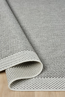 Sisal Prime Gri Krem Mavi İskandinav Yıkanabilir Bordürlü Halı Kilim Balkon Teras Koridor Halısı 1148