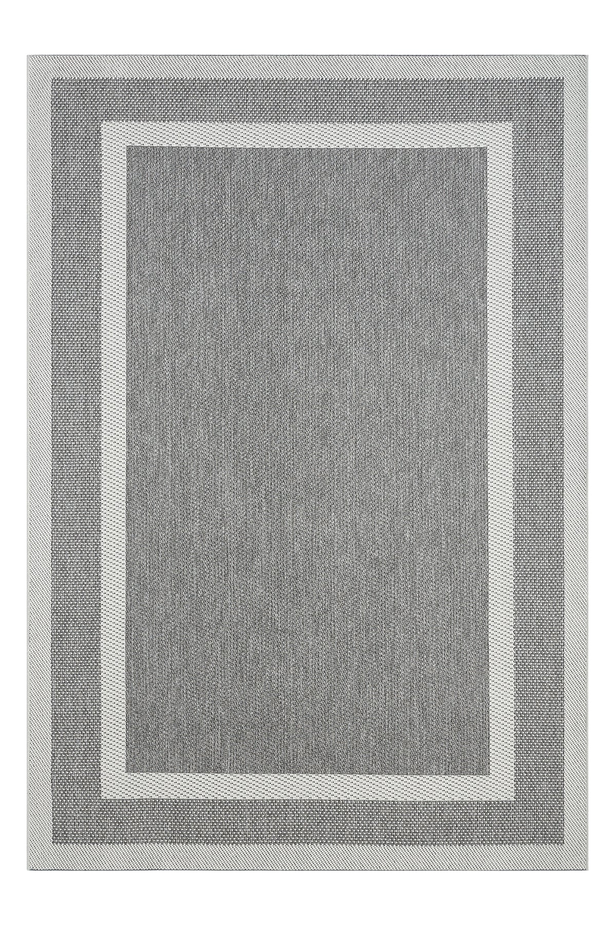 Sisal Prime Gri Krem Mavi İskandinav Yıkanabilir Bordürlü Halı Kilim Balkon Teras Koridor Halısı 1149