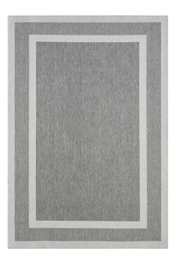 Sisal Prime Gri Krem Mavi İskandinav Yıkanabilir Bordürlü Halı Kilim Balkon Teras Koridor Halısı 1149