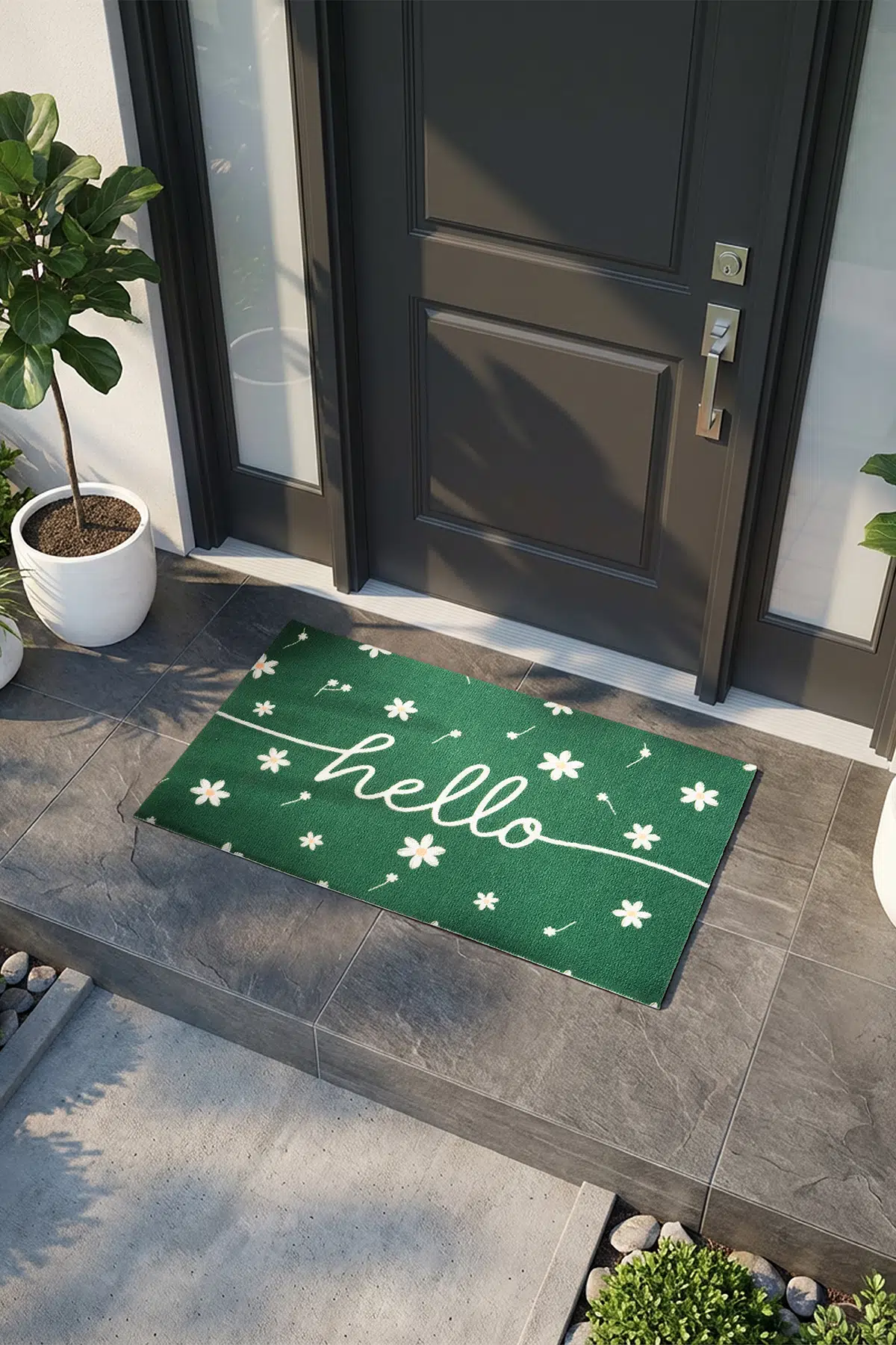 Charm Yeşil Beyaz Hello Paspas Dış Kapı Paspası Kıl Kapı Önü Paspası 2007