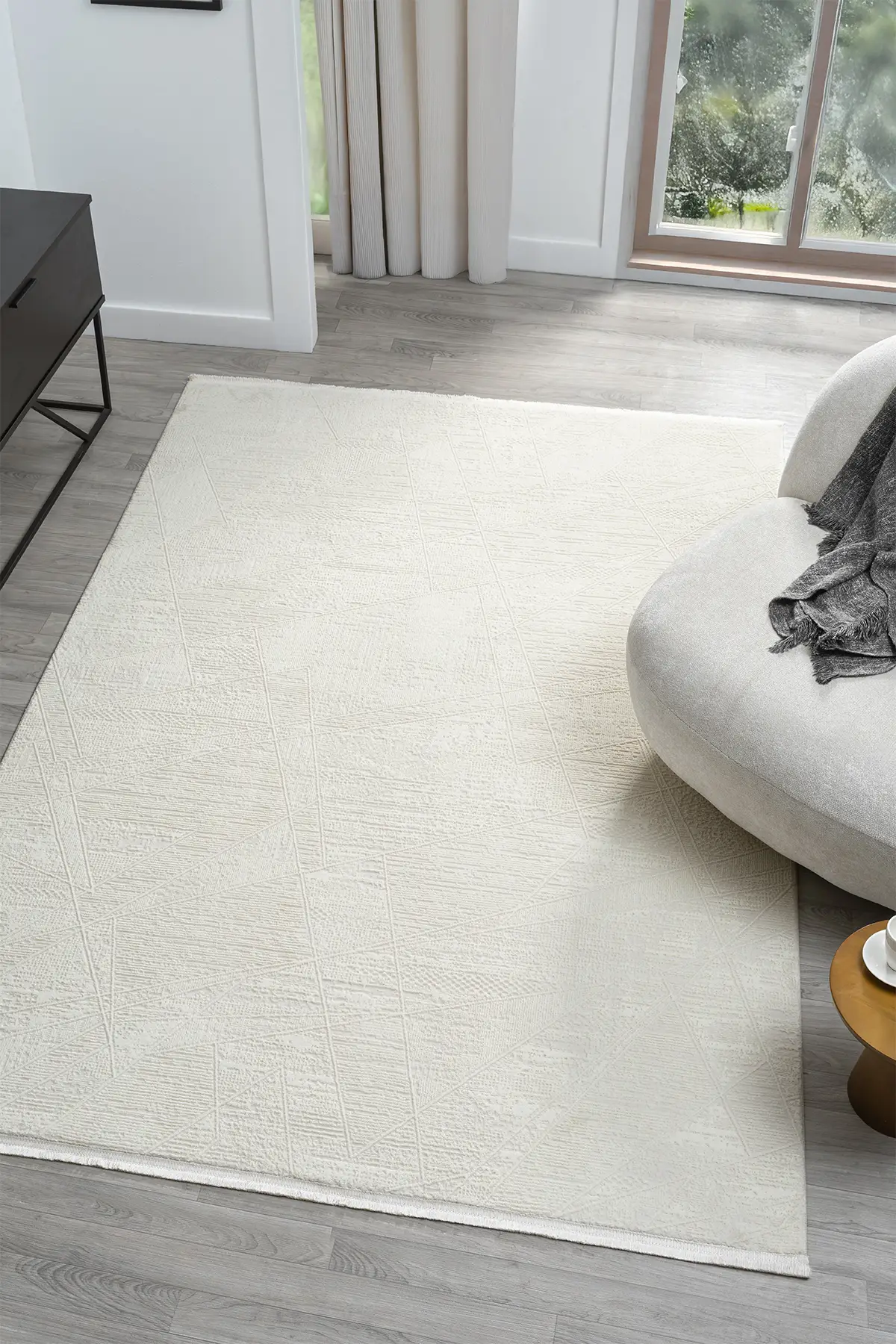 Dream Beyaz Halı Modern Dokuma Halı Salon Oturma Odası Yatak Odası Halısı 13834A