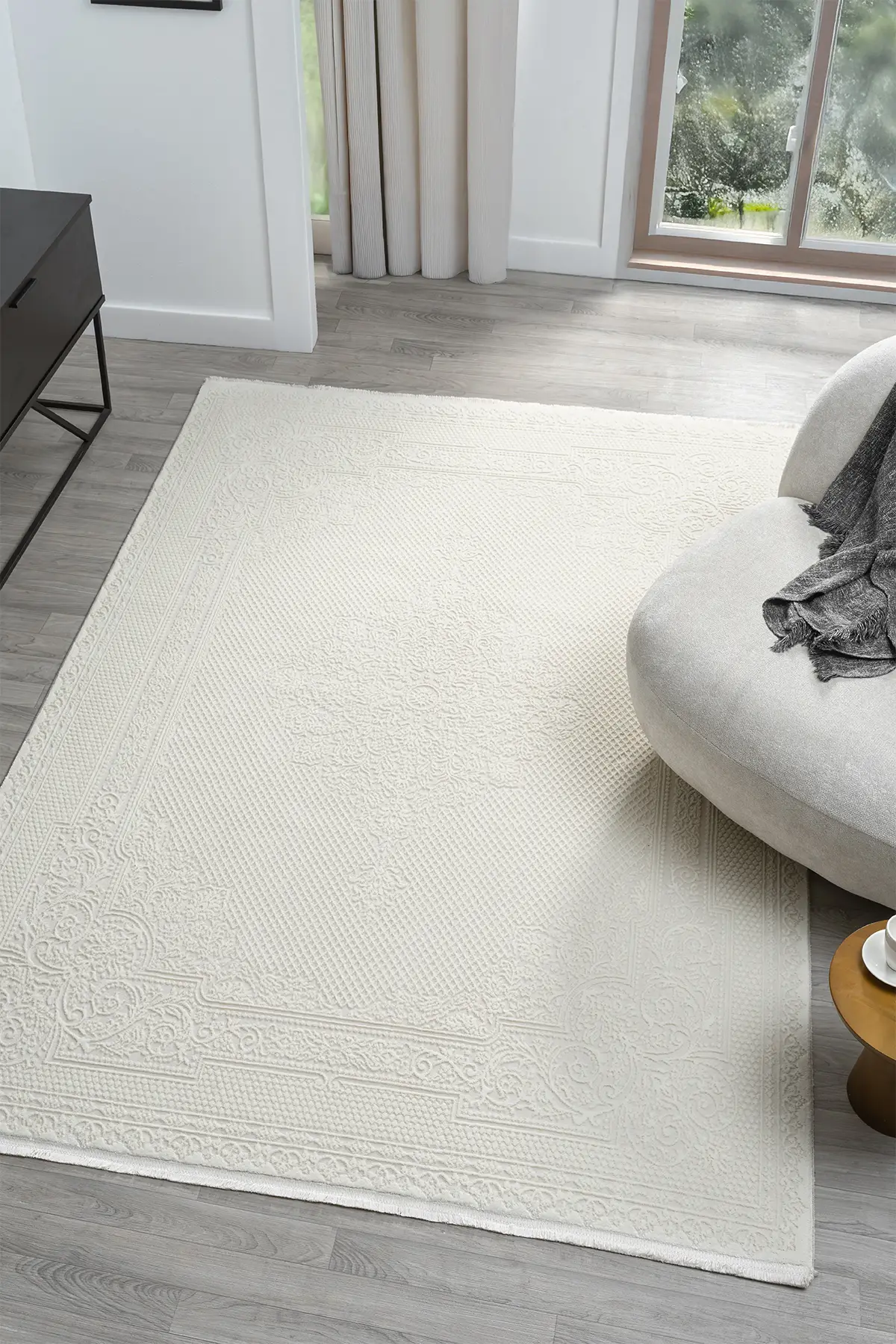 Dream Beyaz Halı Modern Dokuma Halı Salon Oturma Odası Yatak Odası Halısı 13846A