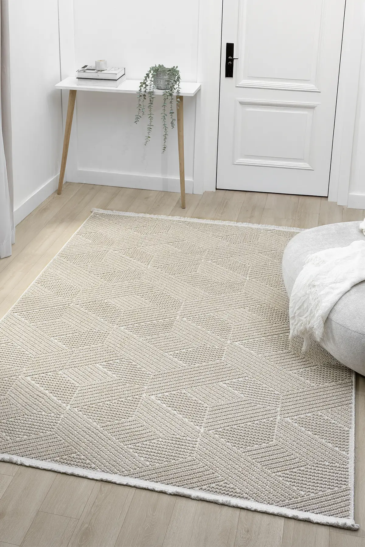 Fizy Beyaz Bej Halı Loop Sisal Halı Modern Dokuma Oturma Odası Salon Halısı 11290B