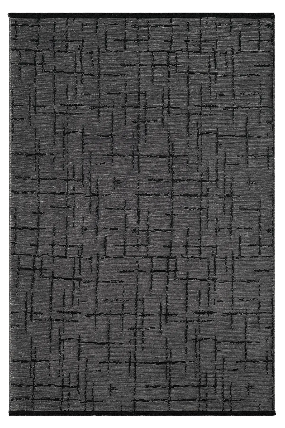 Gaia Antrasit Halı Yıkanabilir Kaymaz Taban Şönil Kilim Dokuma Pamuk Taban Kilim 10123