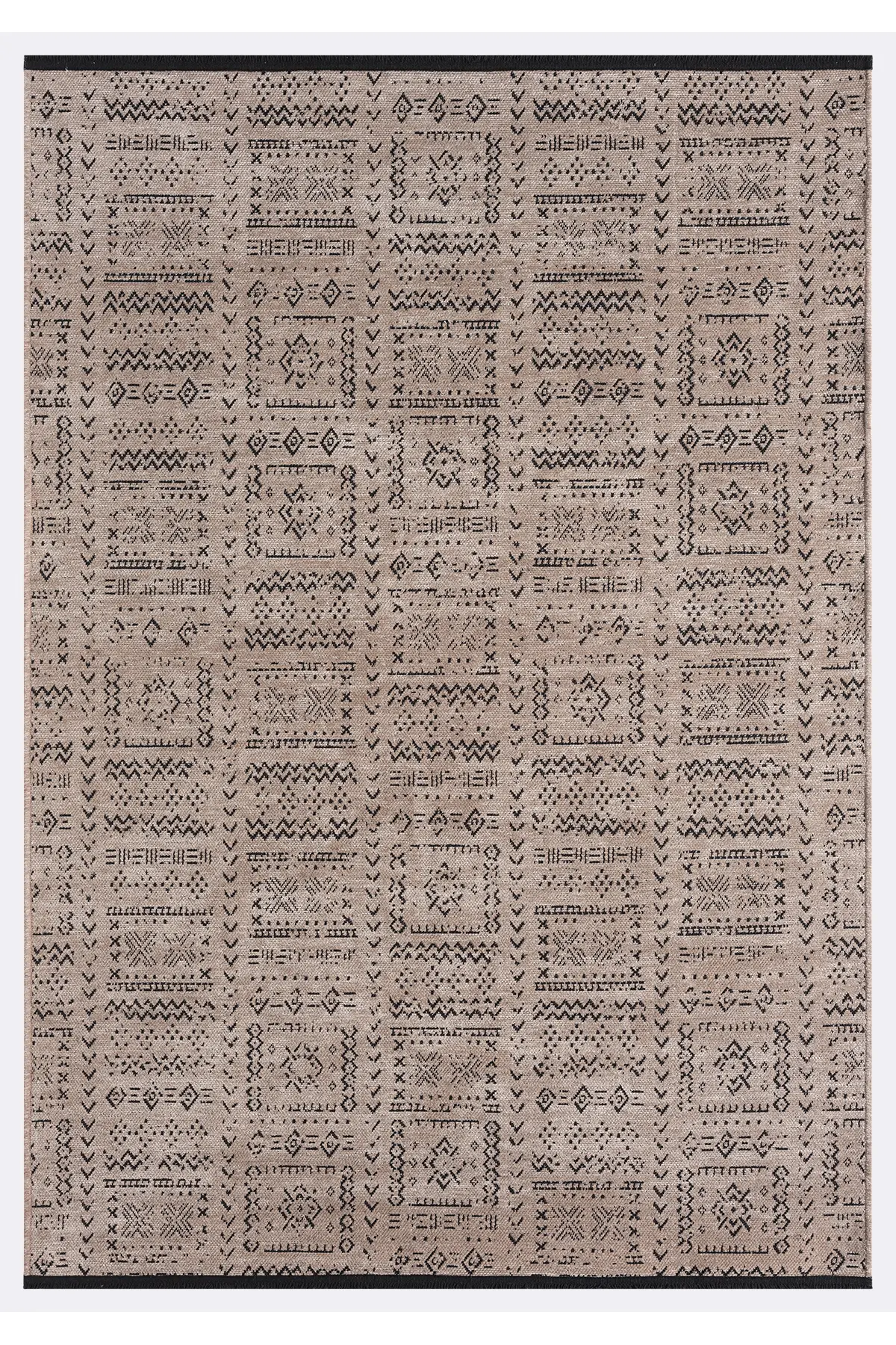 Gaia Bej Halı Yıkanabilir Kaymaz Taban Şönil Kilim Dokuma Pamuk Taban Kilim 10352