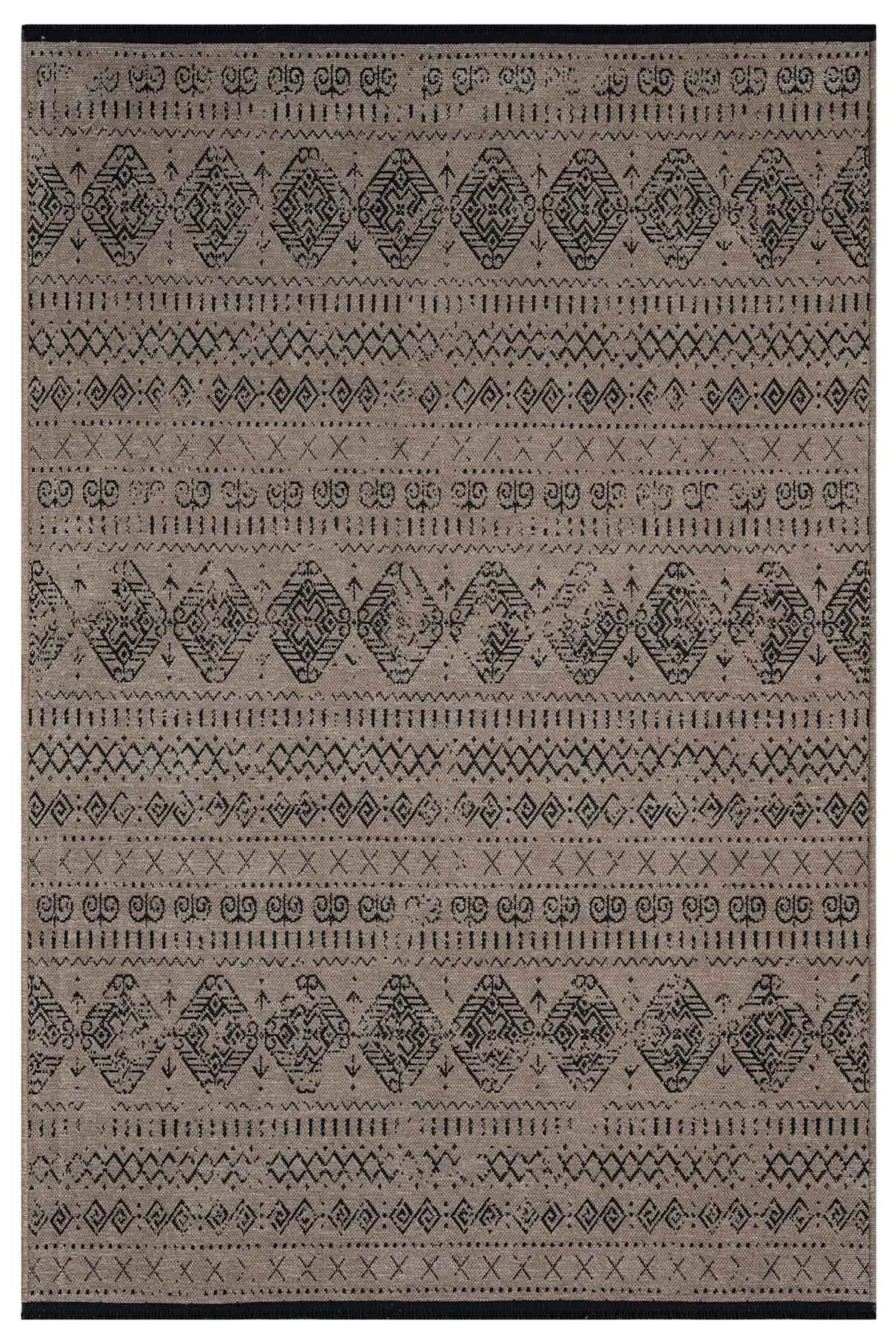 Gaia Bej Halı Yıkanabilir Kaymaz Taban Şönil Kilim Dokuma Pamuk Taban Kilim 10354