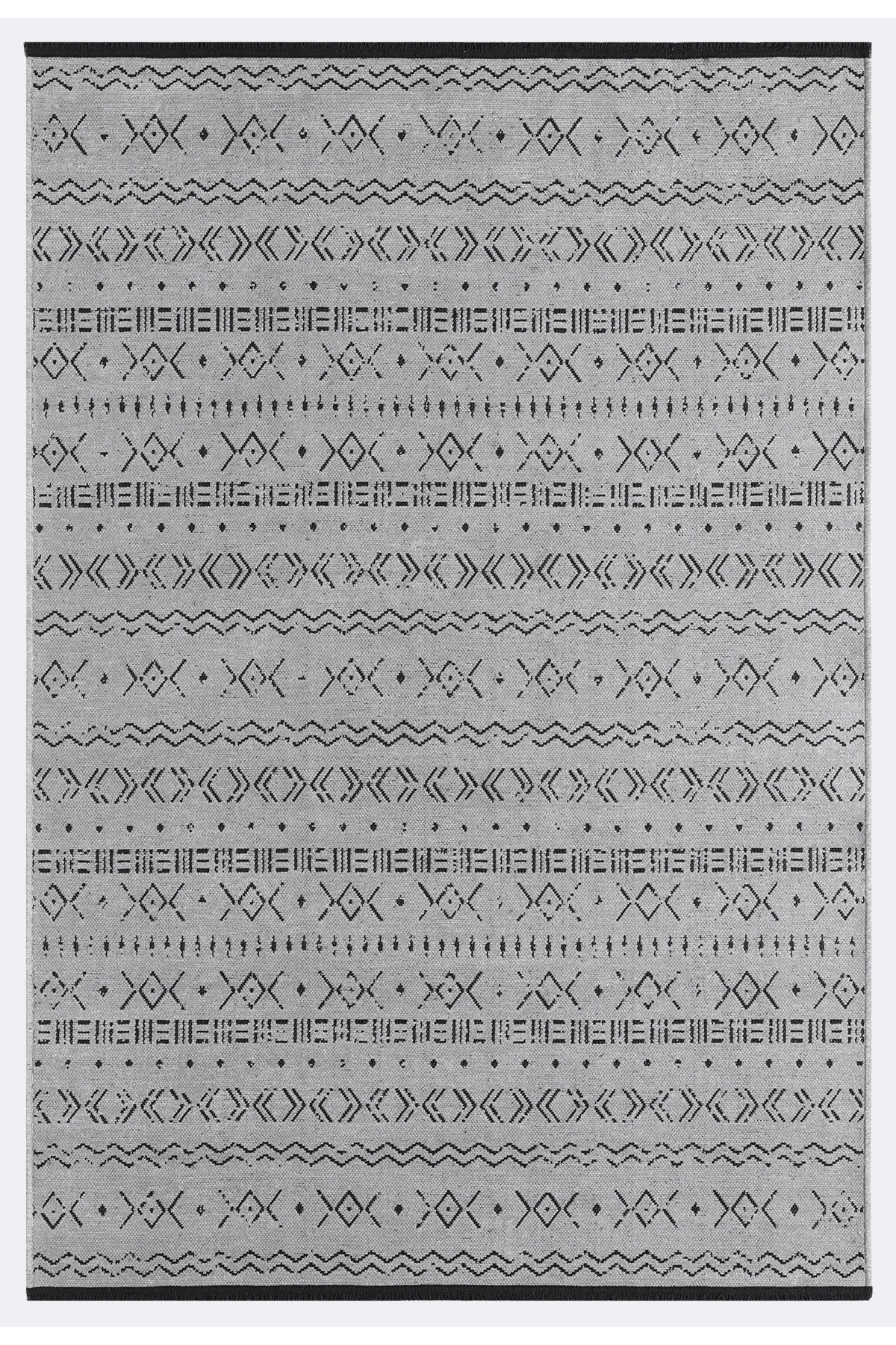 Gaia Gri Halı Yıkanabilir Kaymaz Taban Şönil Kilim Dokuma Pamuk Taban Kilim 10335