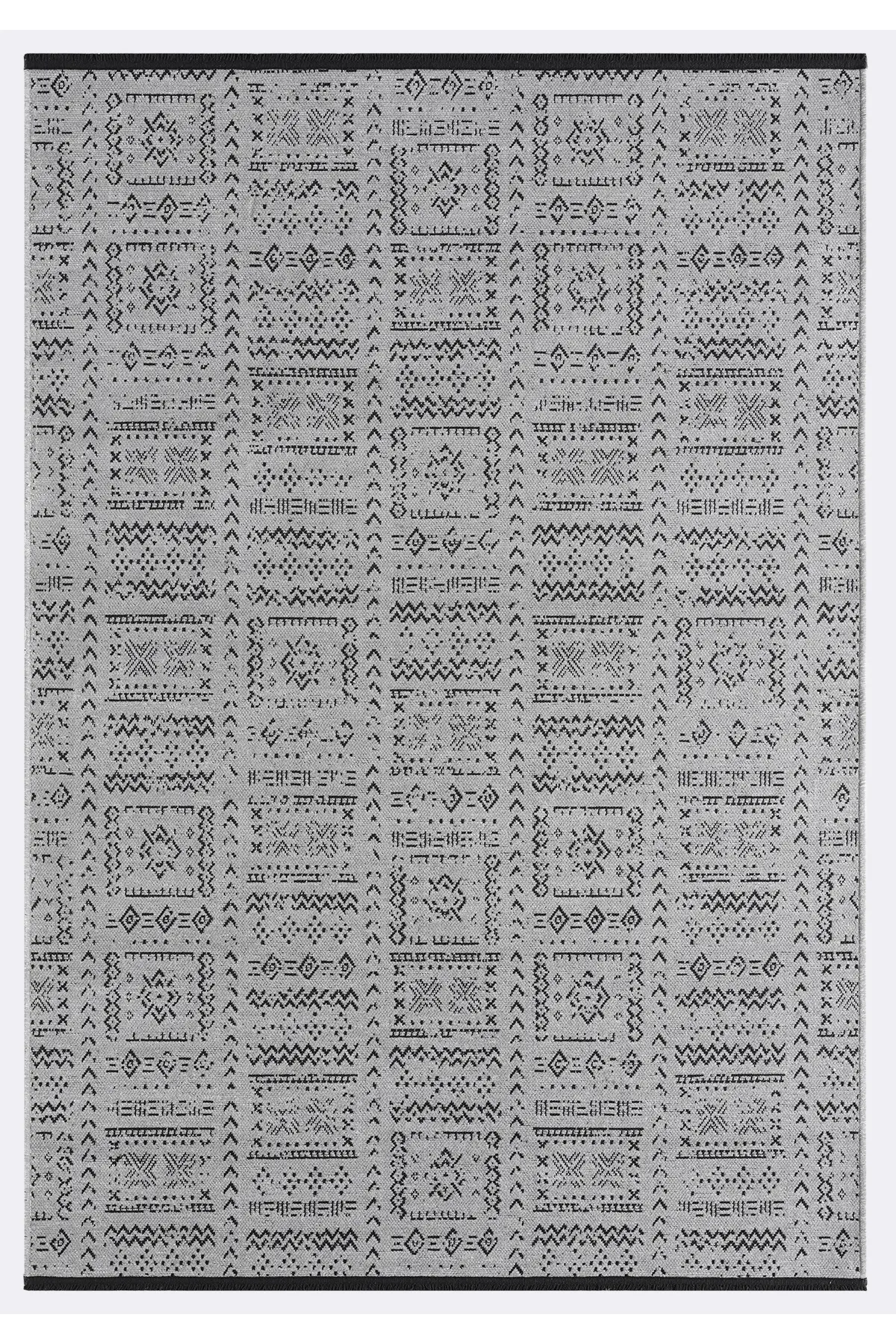 Gaia Gri Halı Yıkanabilir Kaymaz Taban Şönil Kilim Dokuma Pamuk Taban Kilim 10336