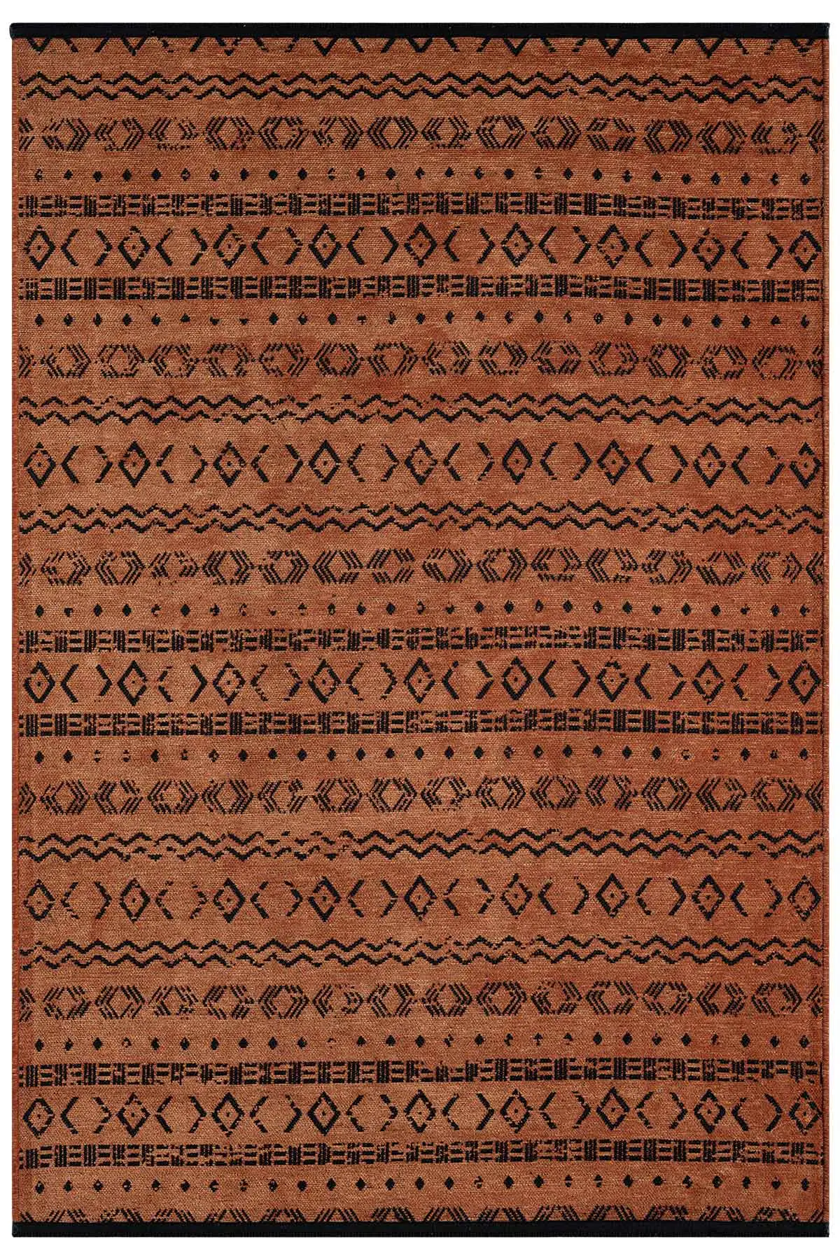 Gaia Kiremit Halı Yıkanabilir Kaymaz Taban Şönil Kilim Dokuma Pamuk Taban Kilim 10319