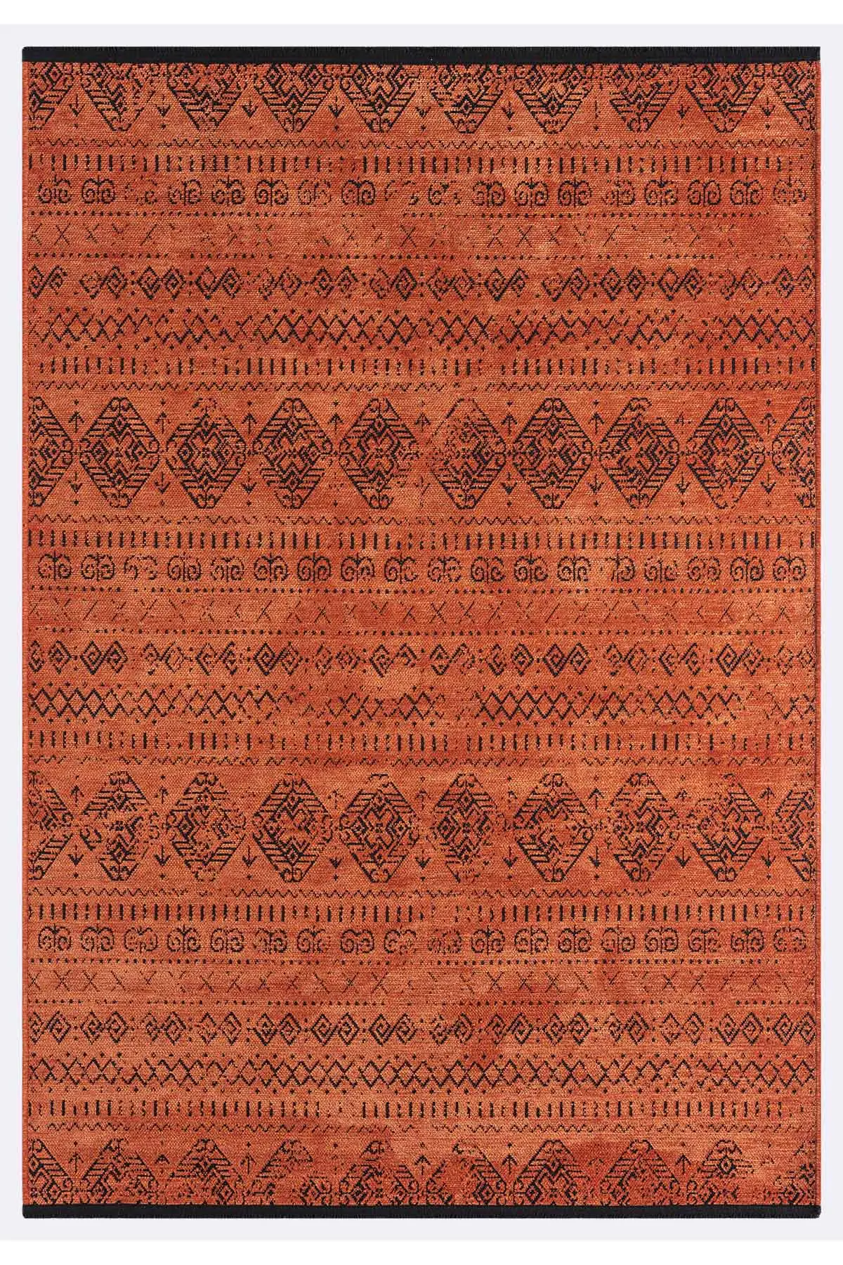Gaia Kiremit Halı Yıkanabilir Kaymaz Taban Şönil Kilim Dokuma Pamuk Taban Kilim 10322